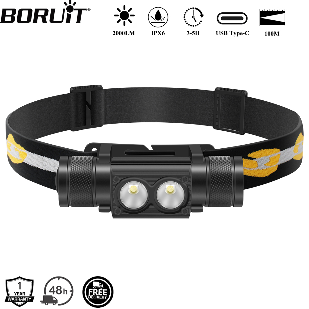 Lolin D32 - BORUiT D25 двойной светодиодный налобный фонарь